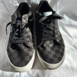 Vans Black and Dark Gray Checkerboard Low Top Sneakers